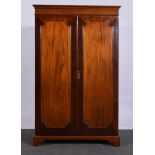 Georgian style mahogany wardrobe, cavetto moulded cornice, plain frieze,