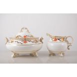 Royal Crown Derby part dinner service, with a running floral border, Imari colours, (61 pieces).