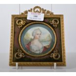 Head and shoulders portrait miniature, Mademoiselle Victoire in a landscape, indistinctly signed,