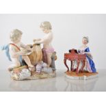 Meissen group of two cherubs counting money,  incised C43, 16cm,