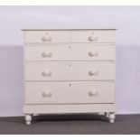 Victorian painted pine chest of drawers, rectangular top with a moulded edge,