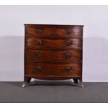 Victorian mahogany bowfront chest of drawers, two short and three long graduating drawers,