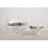 Wedgwood tea service, Asia pattern, including teapot, six cups, saucers, side plates,