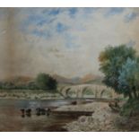 W Fowles, A Rheidor Bridge, Aberystwyth, signed and dated 1875, watercolour,