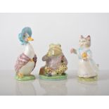 Beswick Beatrix Pottery figure - "Tabitha Twitchit", another "Jemima Puddleduck", gold back stamp,