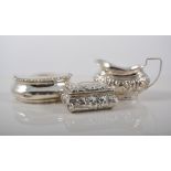 Five collectable silver pieces, two Continental pin trays, London import 1892, two small boxes,