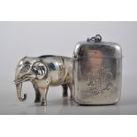 Edwardian silver novelty pin cushion, designed as an elephant, marks worn,