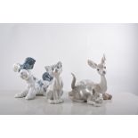 Lladro porcelain model of a dog, height 15cm, a Lladro deer,