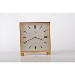 Swiss double sided desk clock, Imhof, probably 1970s, silvered dial and gilt dial,