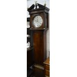 Mahogany longcase clock, circular silvered dial, signed Jno Fray, London,