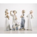Lladro porcelain model, Brushing Hair, height 21cm, a Lladro model of a Boy,