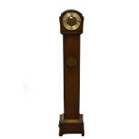 Oak grandmother clock, circular dial, movement striking on gongs, width 27cm, depth 19cm,