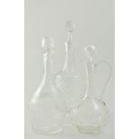 Cut glass and decanters.