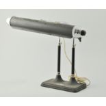 Modern stained wood angled desk lamp, a metal student lamp,
