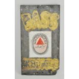 Brewery Advertising: Early 20th Century slate and enamel "Bass" advertising sign,