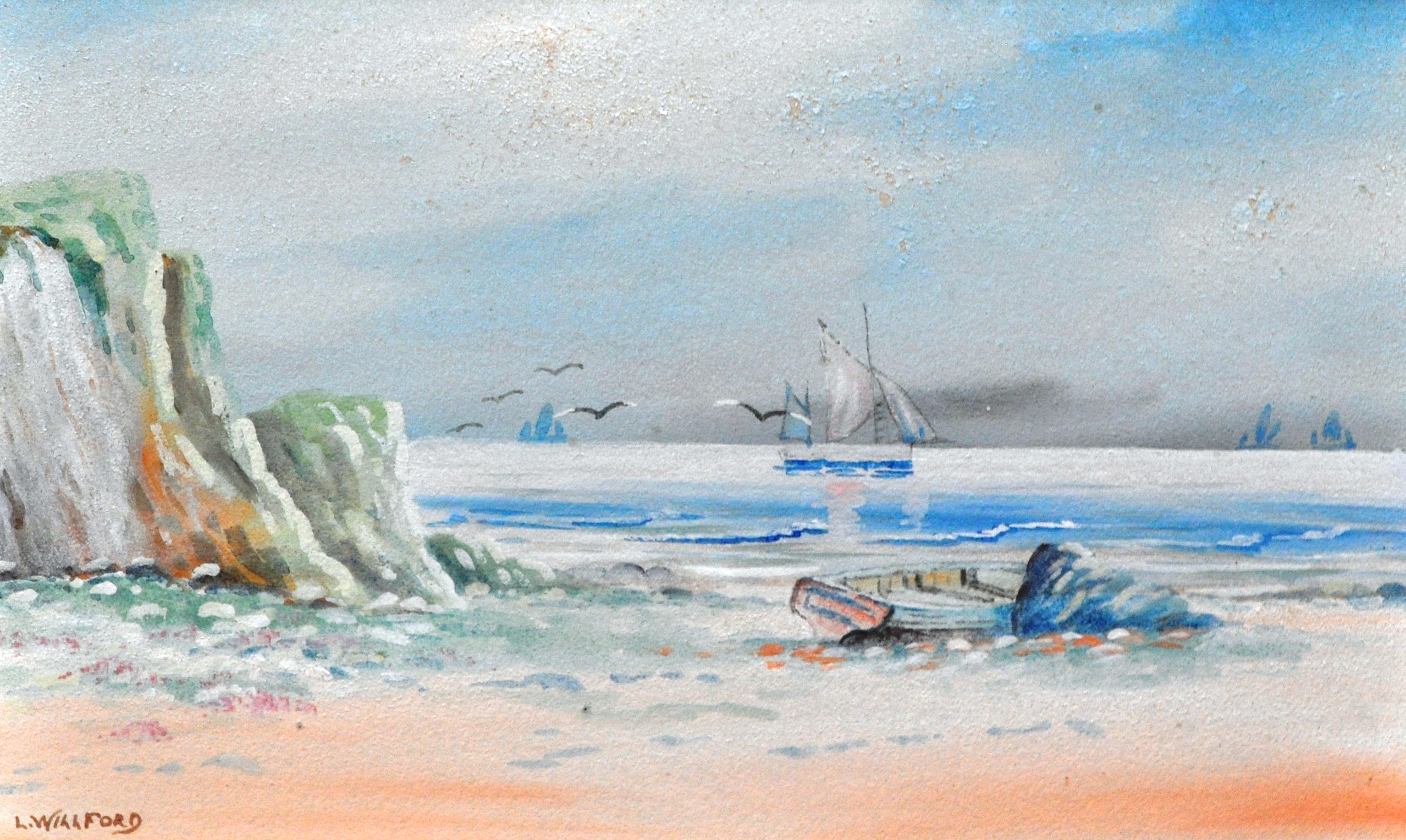 L Willford, coastal scenes, a pair, watercolours, signed, 19cm x 30cm.