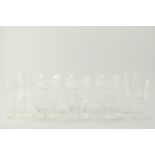 Set of twenty-six wine glasses, height 17cm, champagne flues, Sundae dishes and other glass,