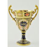 Royal Crown Derby two handles trophy shape cup, Old Imari pattern No. 1128, 11cm.