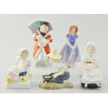 Royal Doulton figure, Miss Muffet HN1936, 15cm and four others, Ivy HN1676, River Boy HN2128,