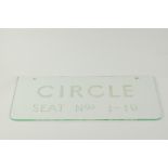 Engraved glass signage plaques and a large etched glass window panel "bar".