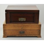 Edwardian mahogany canteen box, hinged lid, drawer under, lacking fittings, width 41cm,