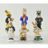 Six Royal Doulton Bunnykins models, Nurse Bunnykins DB74, Bunty Bunnykins D82,