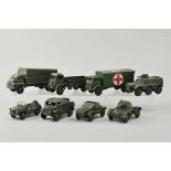 Collection of Dinky toys, mostly army related together with old building blocks.