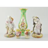 Pair of Continental porcelain figures, young ladies each seated in a chair, applied blue mark, VB,