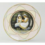 Coalport cabinet plate, painted with girls playing cats cradle by Manfred Pinter, diameter 27cm.