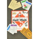 1930's long box Monopoly set and three A. Sarnoff snooker prints, (4).