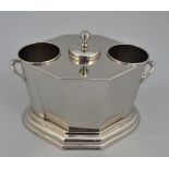 Nickel plated two bottle wine cooler, with handles, length 34cm.