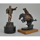 After F Remington, mixed coloured bronzed figure, "Cheyenne" on wooden plinth, height 21cm,