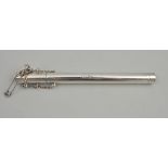 Silver thermometer case, by Samson Morden, Chester, probably 1906, length 15cm, with chain mount.