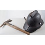 Firemans helmet and axe, (2).