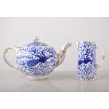 Royal Crown Derby part tea service, Asian Pheasant design, blue and white transfer decorated,