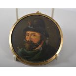 Continental School, head and shoulders portrait of a gentleman, on papier mache, gilt metal frame,