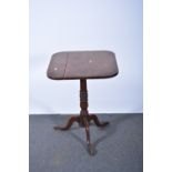 Victorian oak occasional table, boarded top with rounded corners, turned and ringed column,