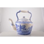 Spode Italian pattern printware kettle, 36cm, two Italian pattern jardinieres and other printware.