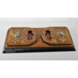 Victorian burr walnut ebonised brass and agate mounted adjustable book rack, Betjemans patent, 34cm.