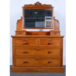 Victorian mahogany dressing table, carved pediment,