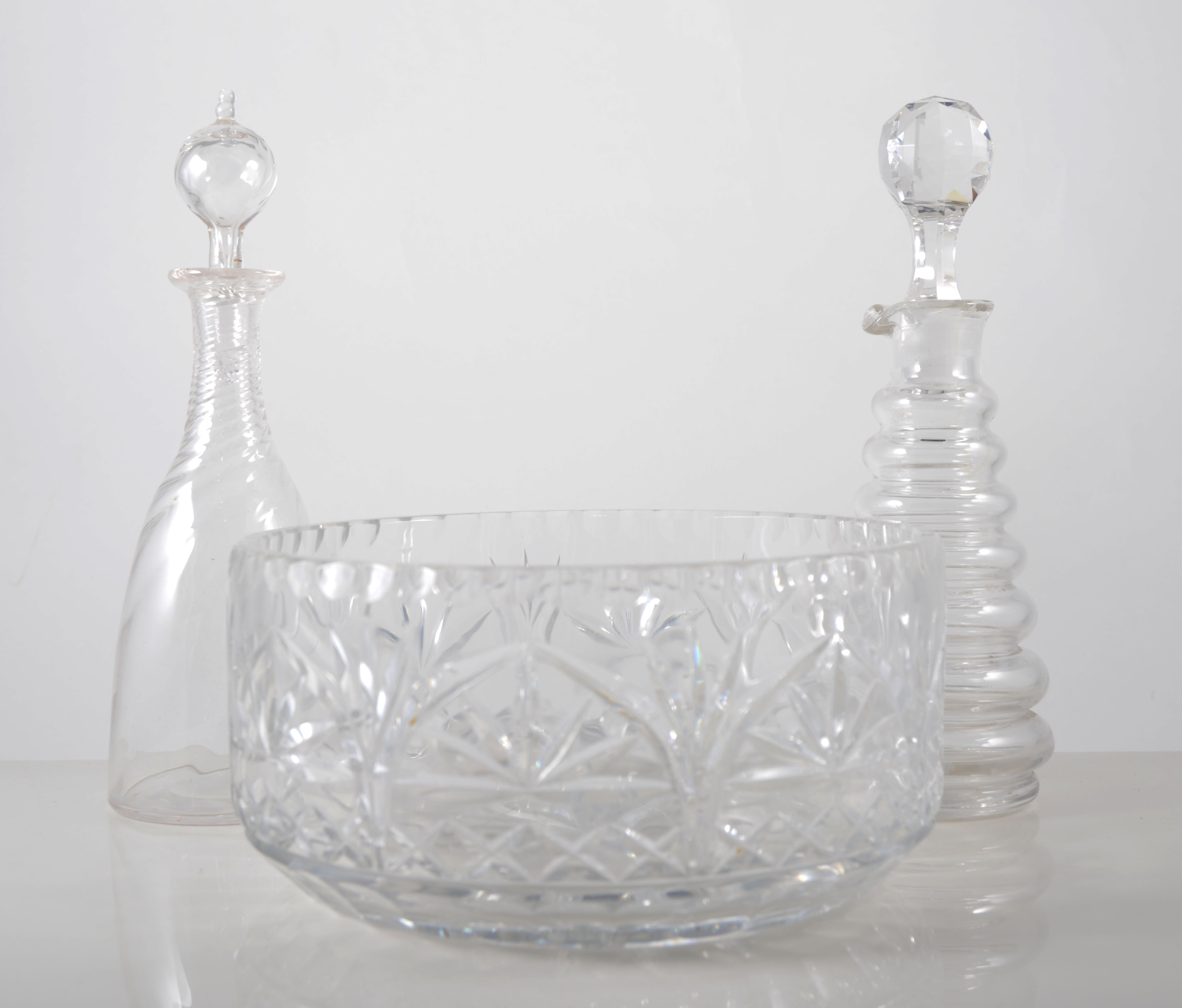 Lead crystal fruit bowls and other cut glassware.