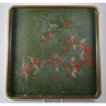 Victorian papier mache tray, serpentine rectangular form, length 80cm and a Japanese lacquered tray.