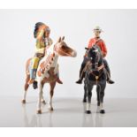 Beswick Equestrian figure, of a Canadian Mountie, 22cm and another, Red Indian, (2).