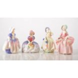 Small Royal Doulton figure, Monica HN1467, 12cm and five others, Bo Peep HN1811, Cissie HN1809,