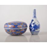 Two Chinese plates decorated with flowers and insects, one painted Imari plate, no blemishes, wired,