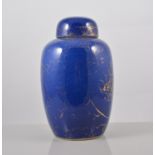 Chinese powder blue covered vase, traces of gilt decoration, 21cms.