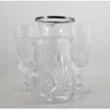 Crystal decanter and stopper, height 27cms, and a collection of crystal decanters, bowls,