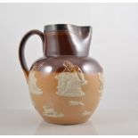 Royal Doulton stoneware jug, with a silver rim.