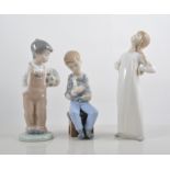 Two Lladro figures matt finish, one Lladro girl - gloss, four Nao figures.