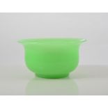 Peking type green glass bowl, flared rim, diameter 13cms.